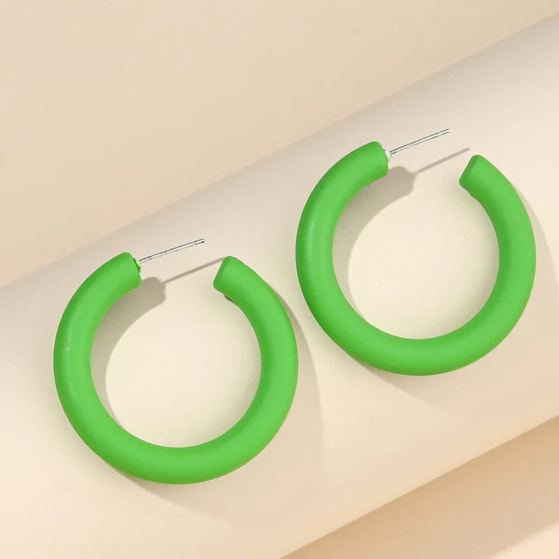 1 Pair Sweet C Shape Arylic Hoop Earrings