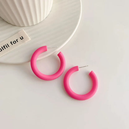 1 Pair Sweet C Shape Arylic Hoop Earrings