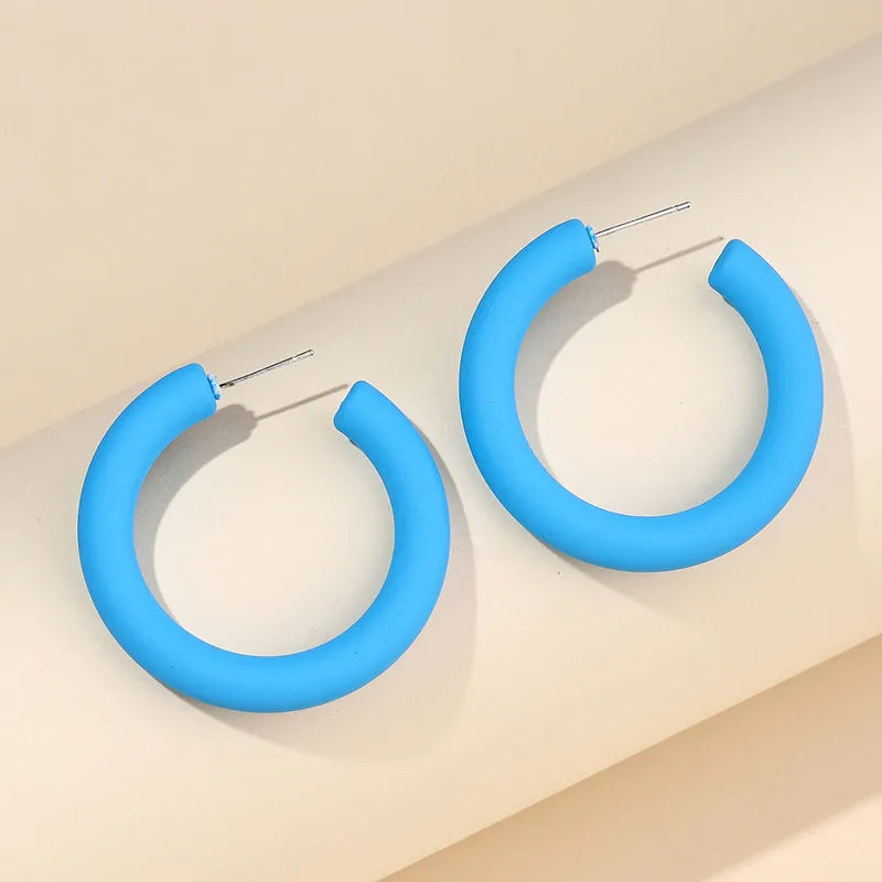 1 Pair Sweet C Shape Arylic Hoop Earrings