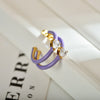 1 Pair Sweet C Shape Enamel Inlay Stainless Steel Zircon Gold Plated Ear Studs