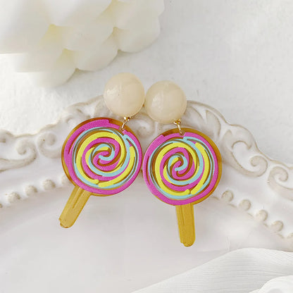 1 Pair Sweet Candy Ship Flower Resin Drop Earrings