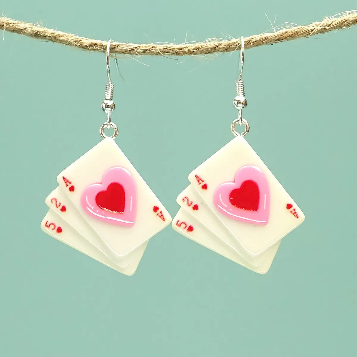 1 Pair Sweet Card Heart Shape Plating Plastic Copper Silver Plated Ear Hook