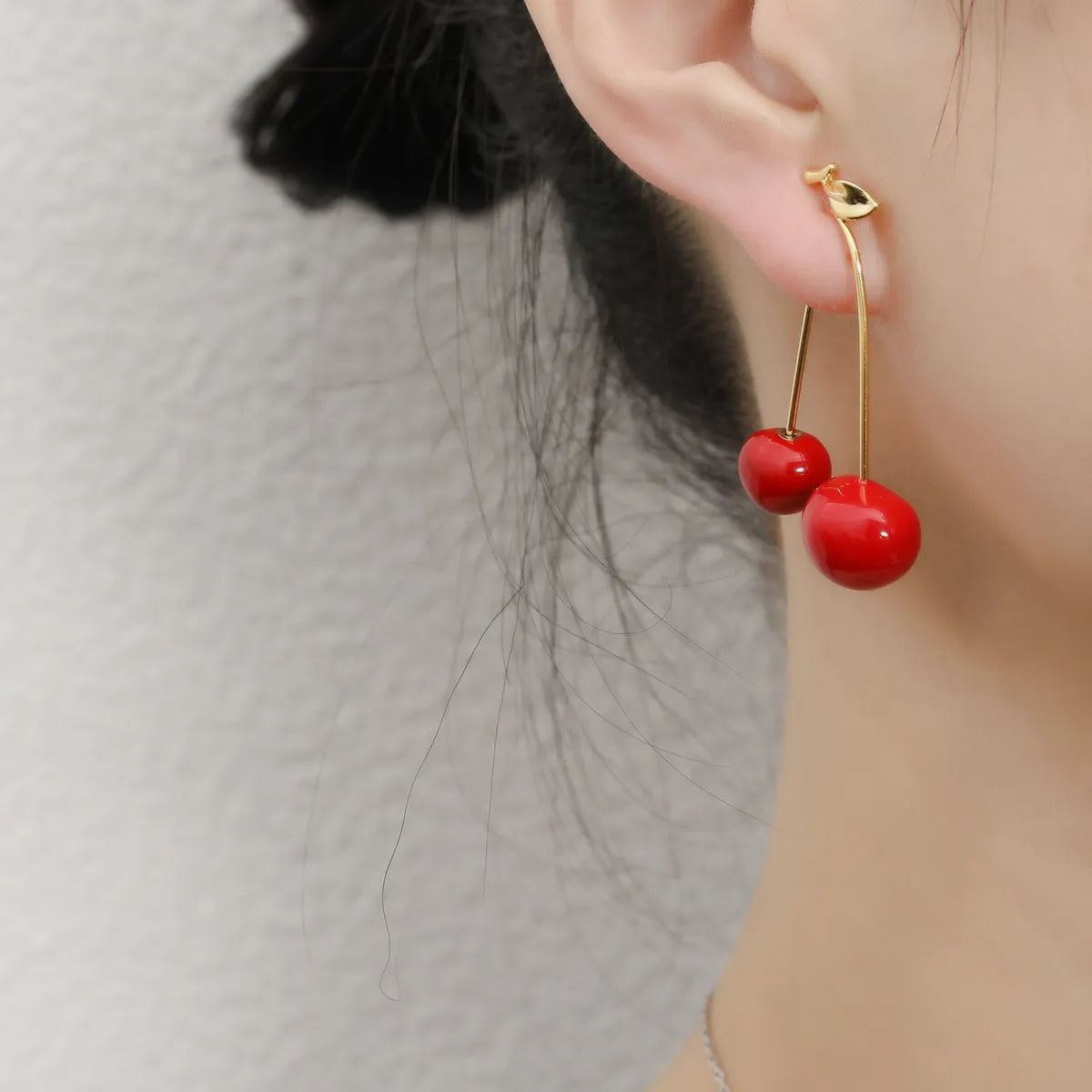 1 Pair Sweet Cherry Copper Plating Drop Earrings