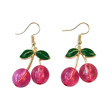 1 Pair Sweet Cherry Heart Shape Alloy Enamel Women's Earrings