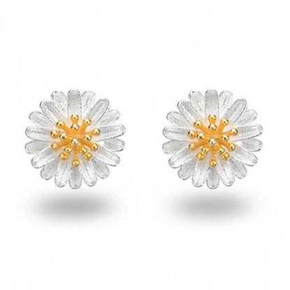 1 Pair Sweet Chrysanthemum Daisy Copper Patchwork Plating Gold Plated Silver Plated Ear Studs