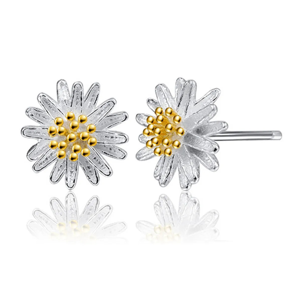 1 Pair Sweet Chrysanthemum Daisy Copper Patchwork Plating Gold Plated Silver Plated Ear Studs