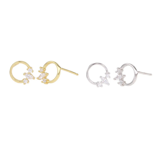 1 Pair Sweet Circle Sterling Silver Ear Studs