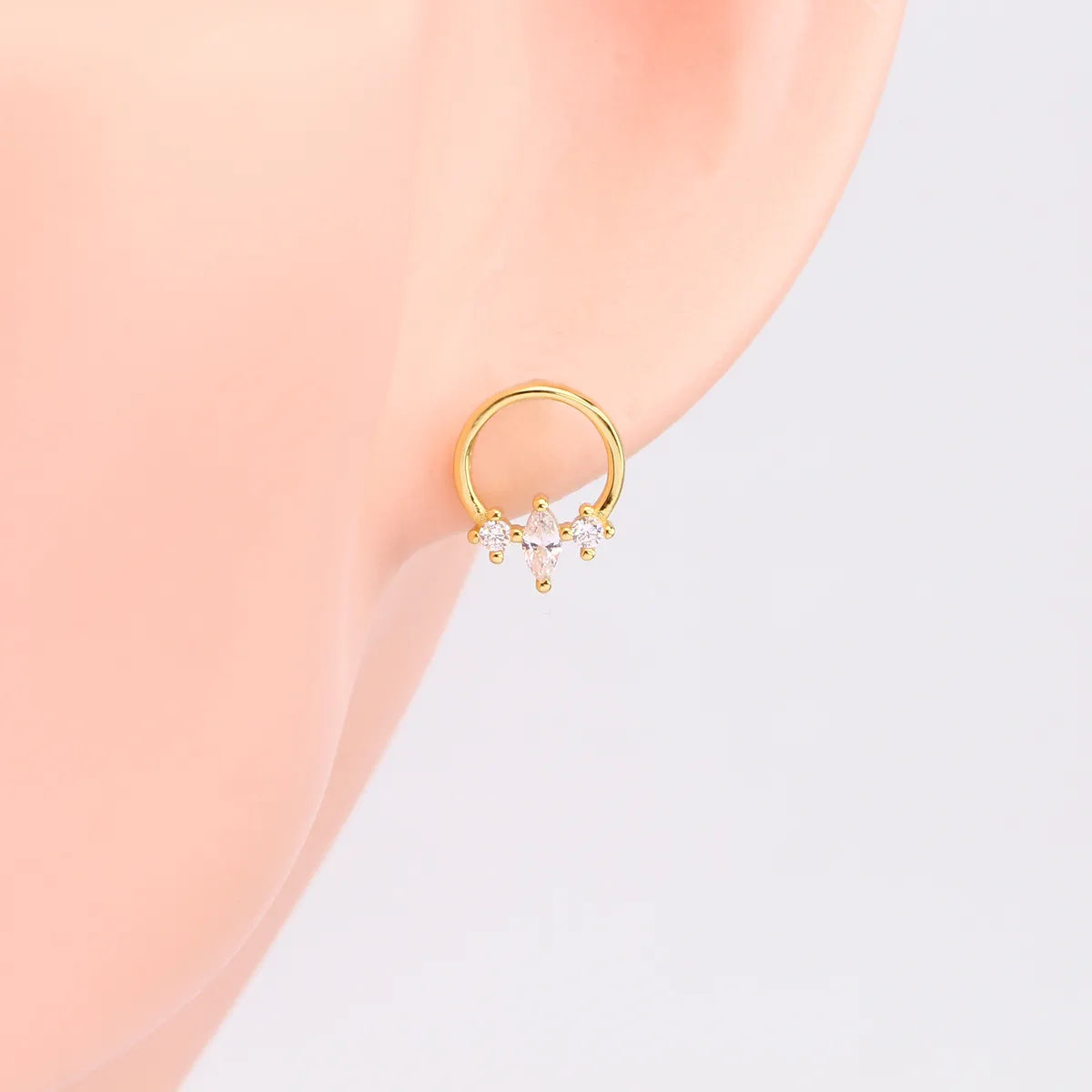 1 Pair Sweet Circle Sterling Silver Ear Studs