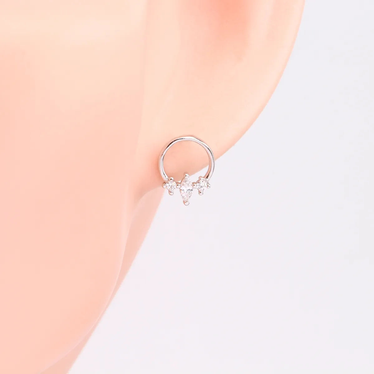 1 Pair Sweet Circle Sterling Silver Ear Studs