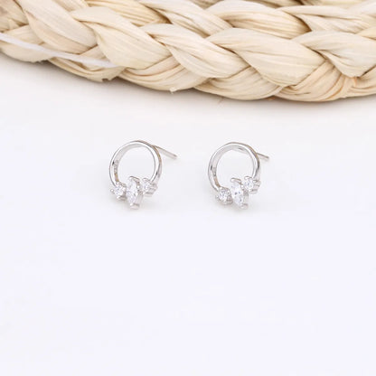 1 Pair Sweet Circle Sterling Silver Ear Studs