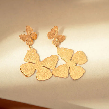 1 Pair Sweet Classic Style Butterfly Plating 304 Stainless Steel 14K Gold Plated Drop Earrings