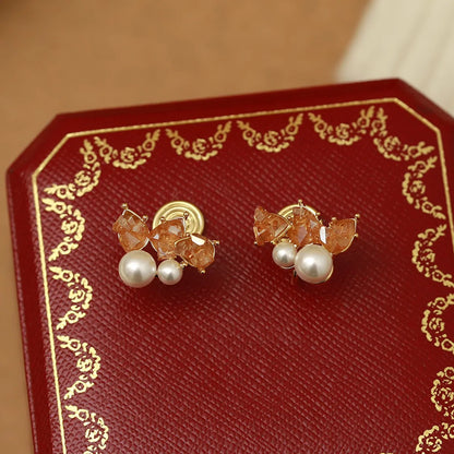 1 Pair Sweet Classic Style Geometric Inlay Copper Artificial Crystal 18K Gold Plated Ear Studs