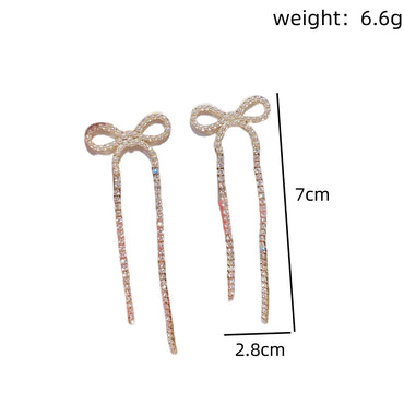 1 Pair Sweet Classic Style Korean Style Bow Knot Inlay Zinc Alloy Artificial Pearls Rhinestones Drop Earrings