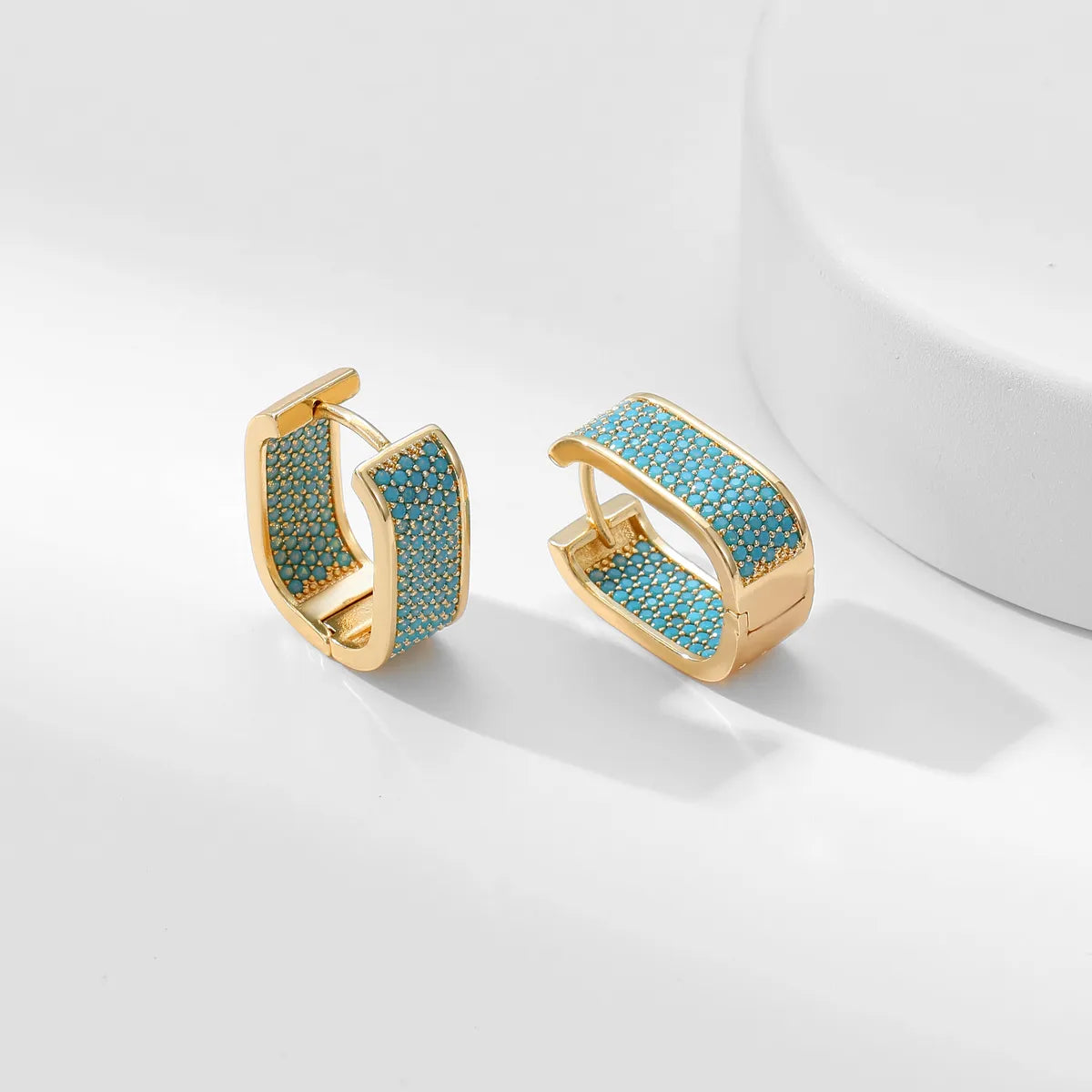 1 Pair Sweet Colorful Plating Inlay Copper Zircon Gold Plated Earrings