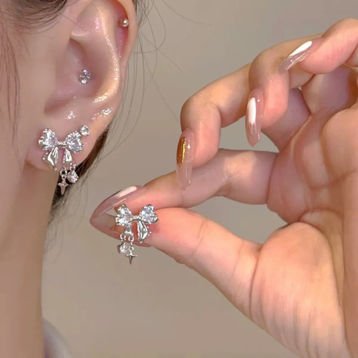 1 Pair Sweet Commute Flower Plating Inlay Alloy Artificial Diamond Earrings