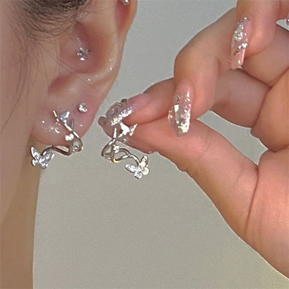 1 Pair Sweet Commute Flower Plating Inlay Alloy Artificial Diamond Earrings