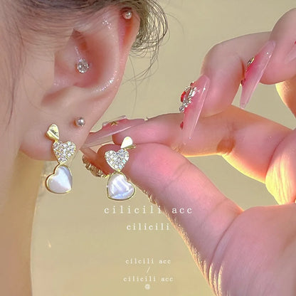 1 Pair Sweet Commute Flower Plating Inlay Alloy Artificial Diamond Earrings