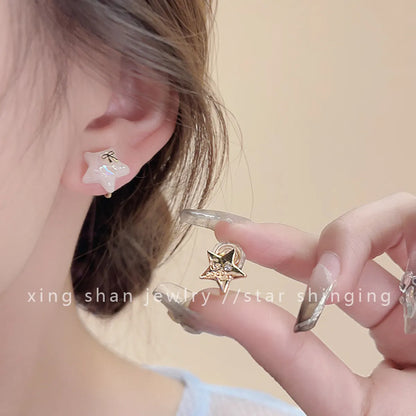 1 Pair Sweet Commute Flower Plating Inlay Alloy Artificial Diamond Earrings