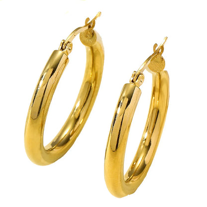 1 Pair Sweet Commute Round Plating Titanium Steel Hoop Earrings