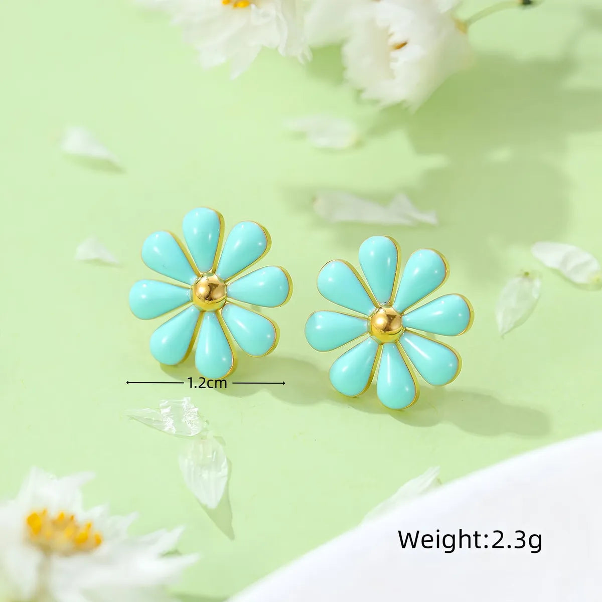 1 Pair Sweet Daisy Plating Titanium Steel Ear Studs