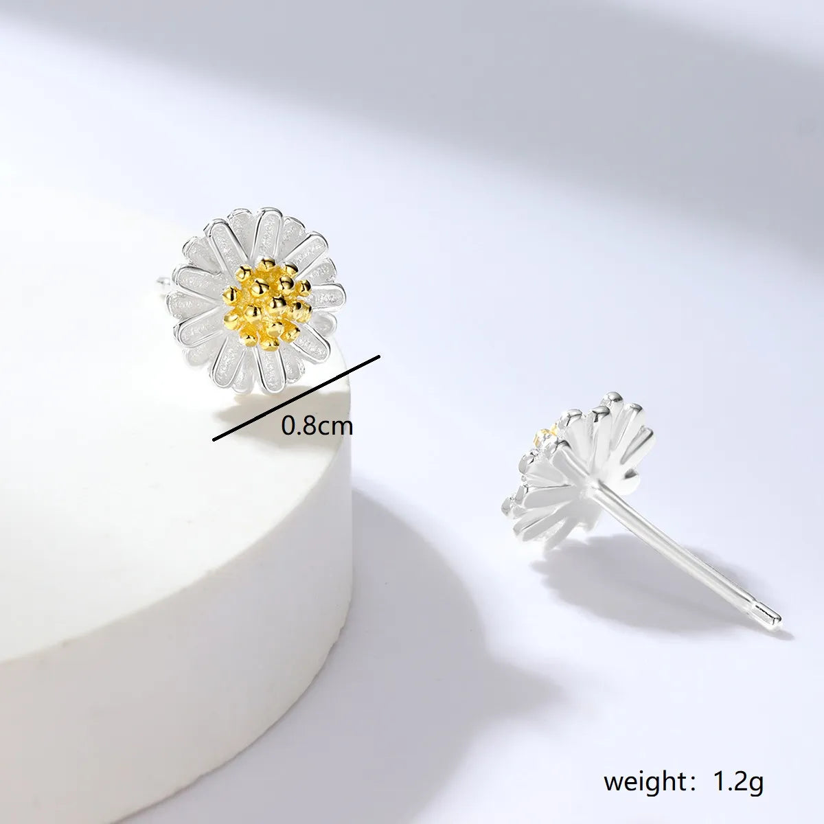 1 Pair Sweet Daisy Sterling Silver Ear Studs