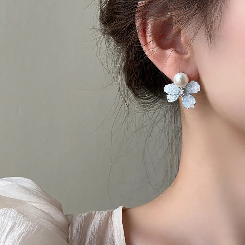 1 Pair Sweet Flower Alloy Ear Studs