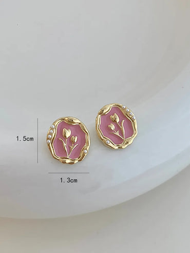 1 Pair Sweet Flower Alloy Ear Studs