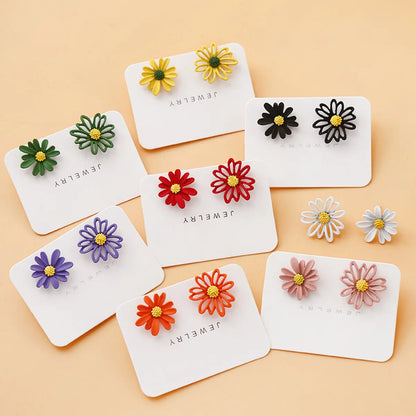 1 Pair Sweet Flower Alloy Plating Women's Ear Studs