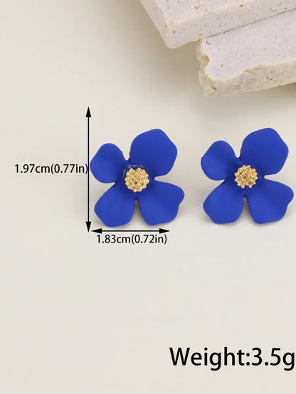 1 Pair Sweet Flower Alloy Stoving Varnish 18k Gold Plated Women's Ear Studs