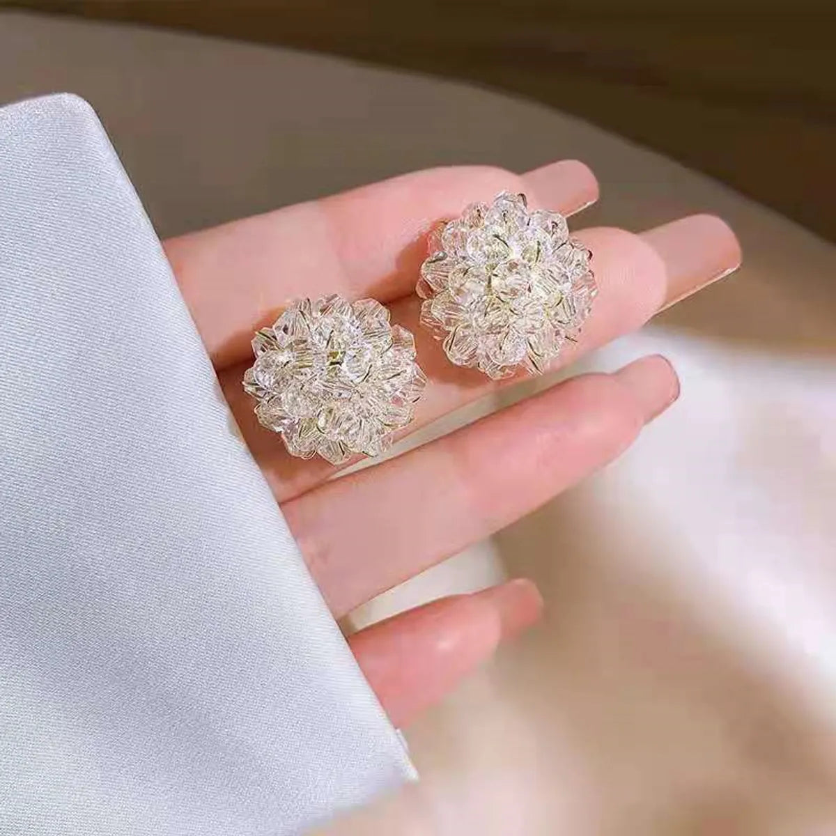 1 Pair Sweet Flower Artificial Crystal Alloy Women'S Ear Studs