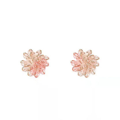 1 Pair Sweet Flower Artificial Crystal Alloy Women'S Ear Studs