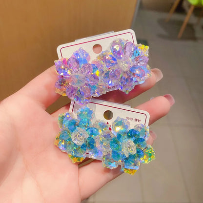 1 Pair Sweet Flower Artificial Crystal Women's Ear Studs