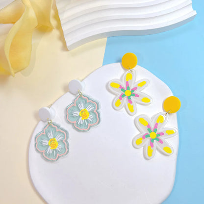 1 Pair Sweet Flower Arylic Drop Earrings