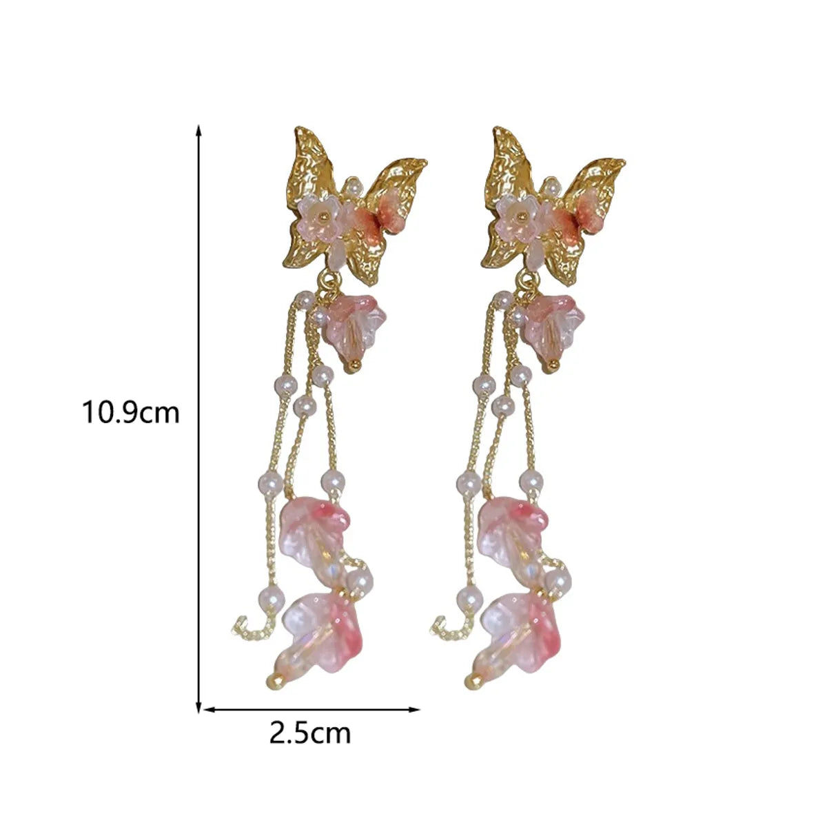 1 Pair Sweet Flower Butterfly Inlay Alloy Crystal Drop Earrings