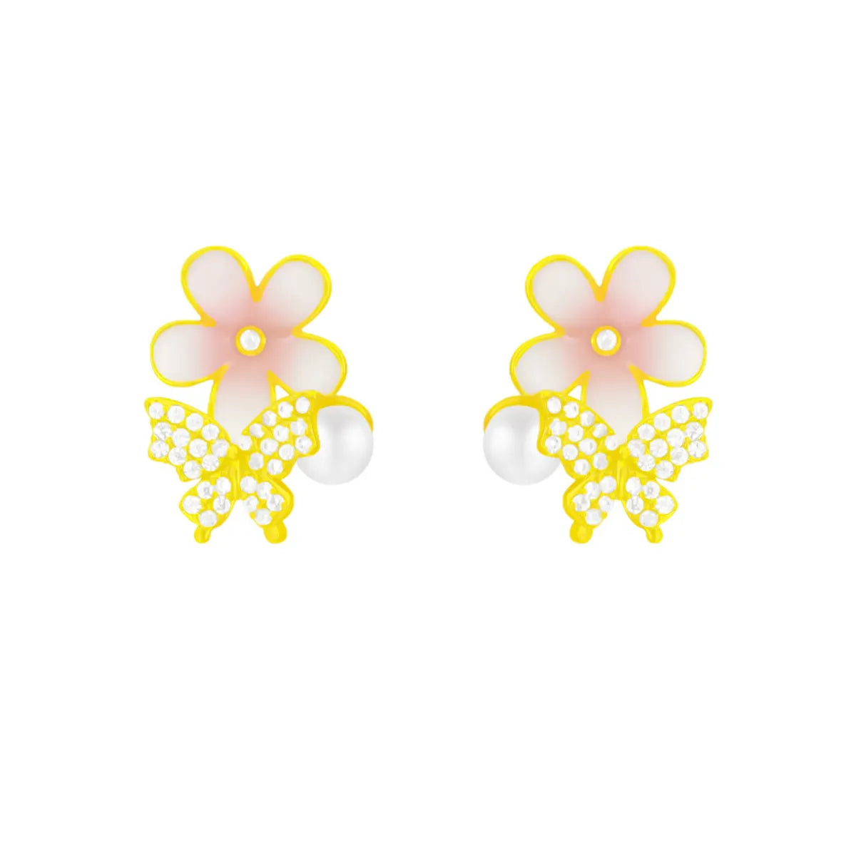 1 Pair Sweet Flower Copper Ear Studs