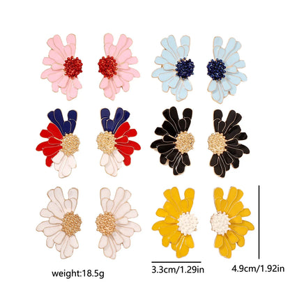 1 Pair Sweet Flower Enamel Plating Alloy Ear Studs