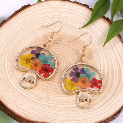 1 Pair Sweet Flower Flowers Alloy Resin Drop Earrings