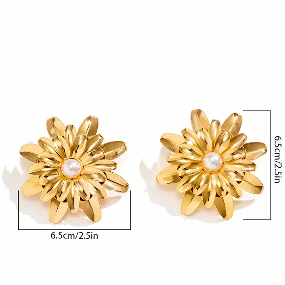 1 Pair Sweet Flower Inlay Alloy Artificial Pearls Ear Studs