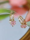 1 Pair Sweet Flower Inlay Artificial Pearl Copper Artificial Crystal Drop Earrings