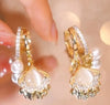 1 Pair Sweet Flower Inlay Artificial Pearl Copper Artificial Crystal Drop Earrings