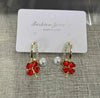 1 Pair Sweet Flower Inlay Artificial Pearl Copper Artificial Crystal Drop Earrings