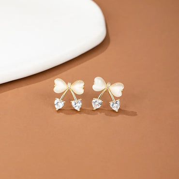 1 Pair Sweet Flower Inlay Copper Zircon Ear Studs