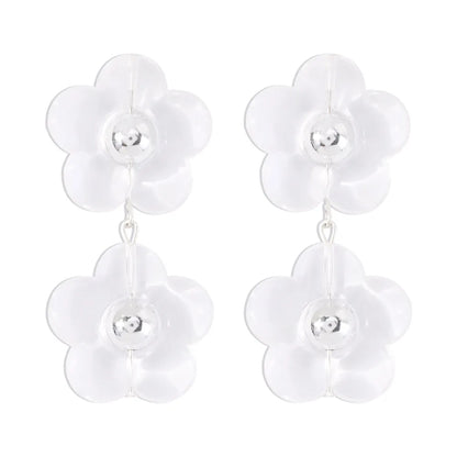 1 Pair Sweet Flower Plastic Drop Earrings