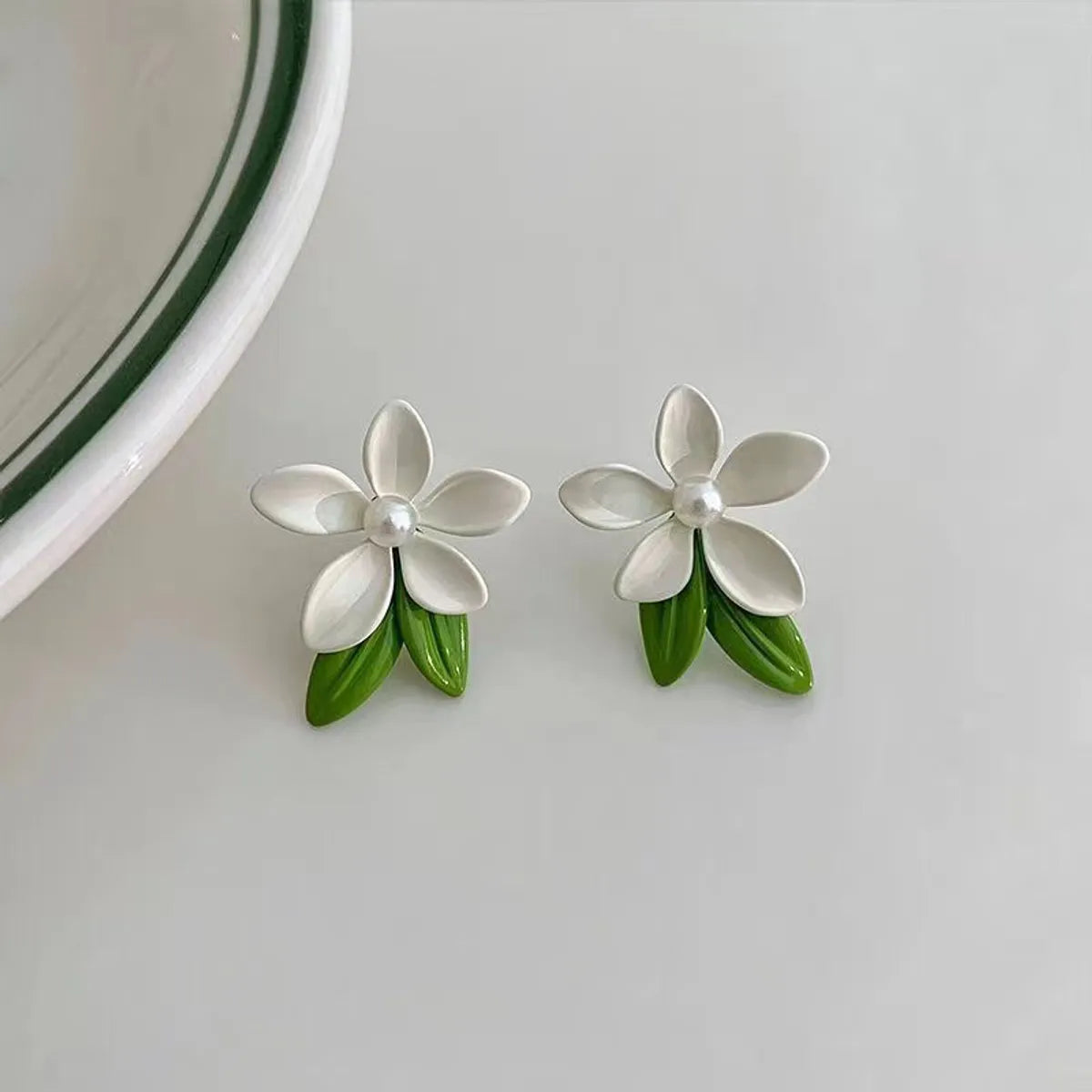 1 Pair Sweet Flower Plating Alloy Drop Earrings