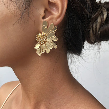 1 Pair Sweet Flower Plating Alloy Ear Studs