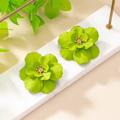 1 Pair Sweet Flower Plating Alloy Gold Plated Ear Studs