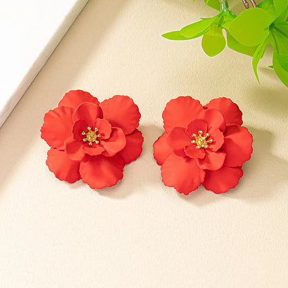 1 Pair Sweet Flower Plating Alloy Gold Plated Ear Studs