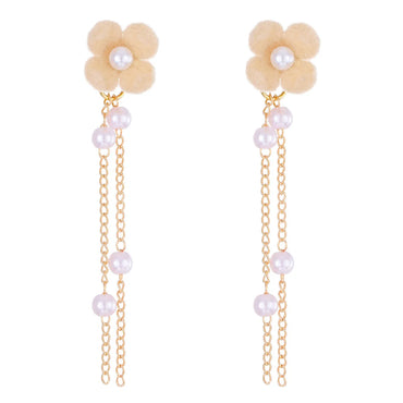 1 Pair Sweet Flower Plating Alloy Plastic Drop Earrings