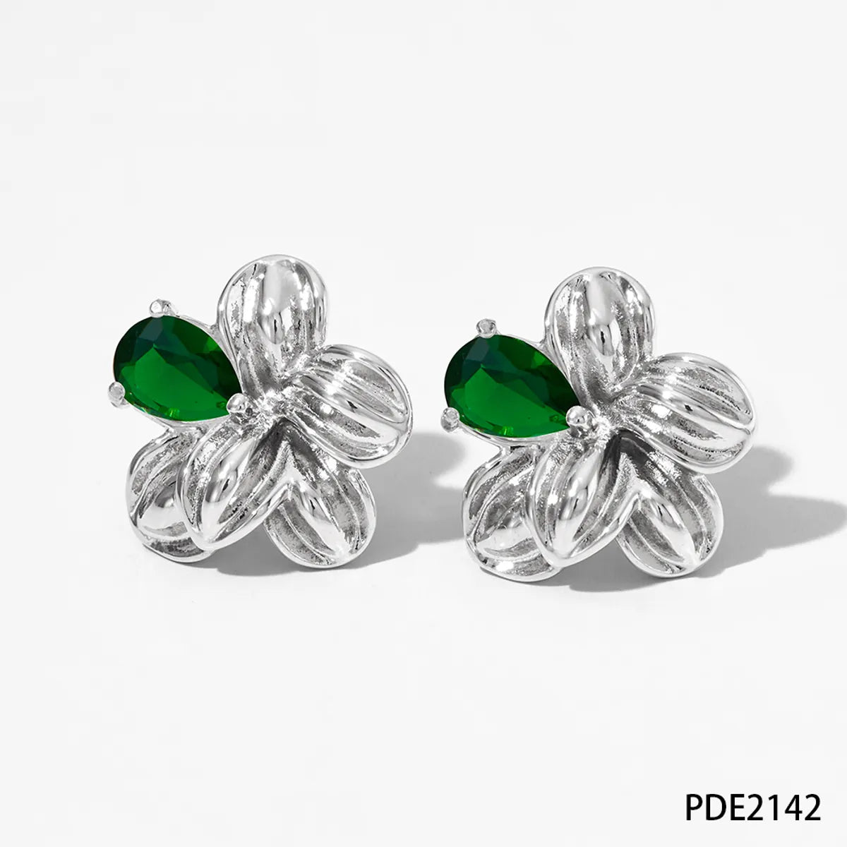 1 Pair Sweet Flower Plating Inlay 304 Stainless Steel Zircon 16K Gold Plated White Gold Plated Gold Plated Ear Studs