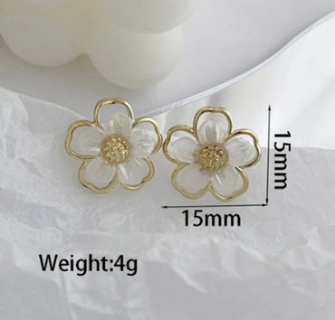 1 Pair Sweet Flower Plating Inlay Alloy Acrylic Gold Plated Ear Studs